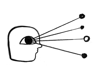 Person seeing four points with one eye.