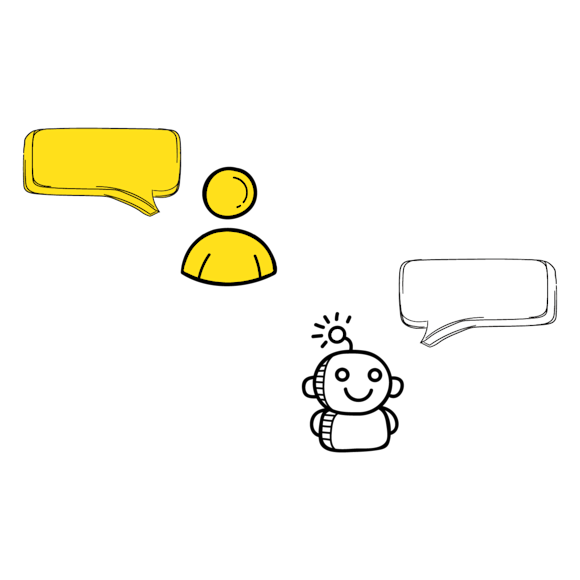 Illustration concept of consumer chatting with customer support robot