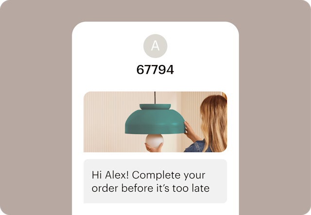 Image of an abstract SMS interface from the fictitious brand Assembly. The visual suggests how users can give SMS campaigns an upgrade with short codes.