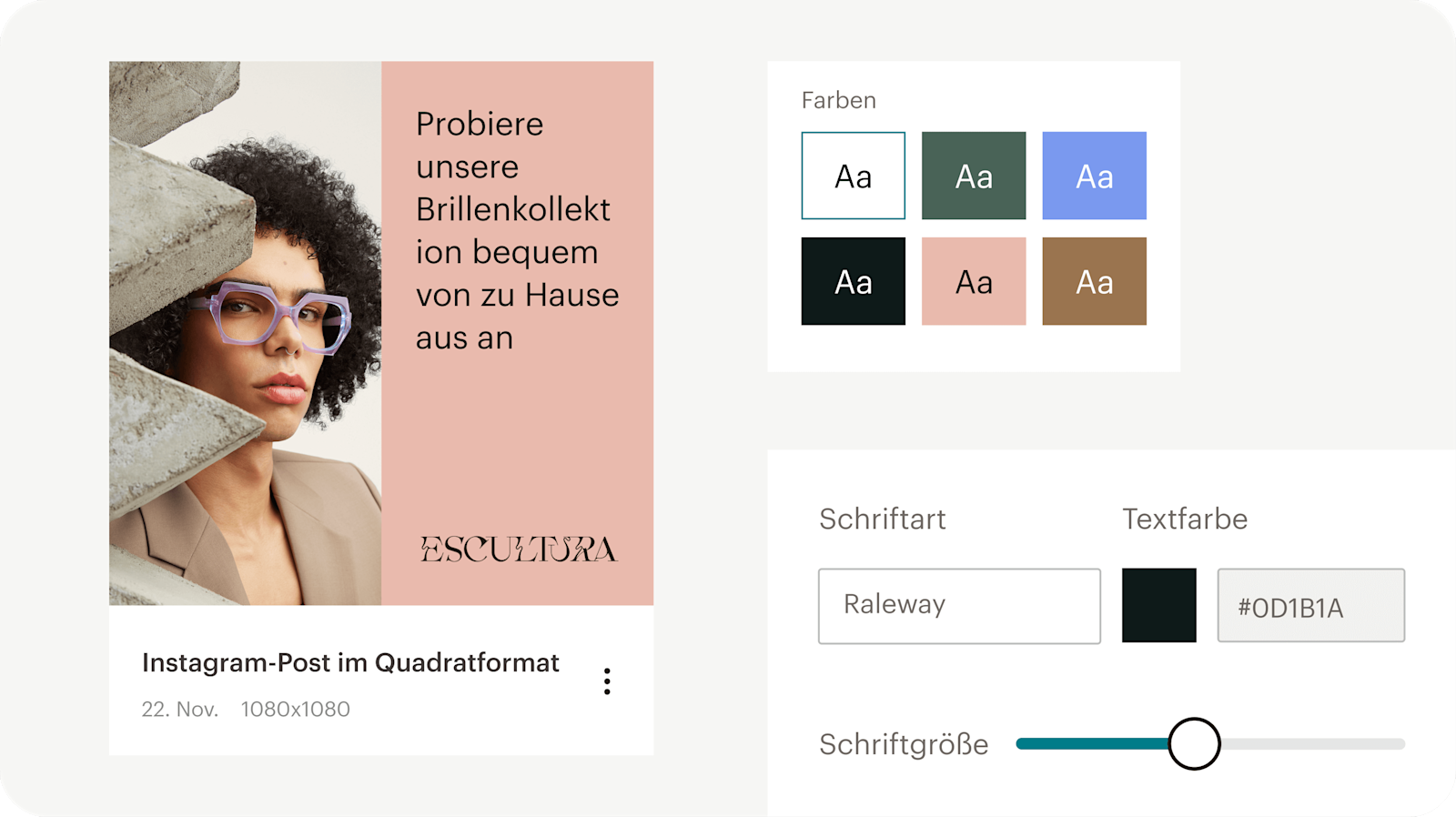 Ein Blick auf die Benutzeroberfläche des Creative Assistant von Mailchimp und die verschiedenen Designoptionen